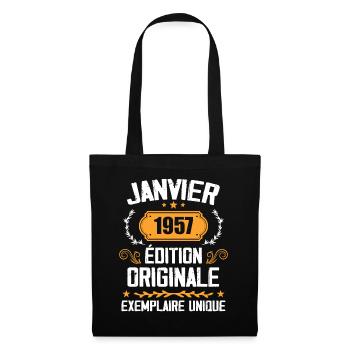 Jubiläumsgeschenk Jahrgang Januar 1957 - 1957 - Stoffbeutel - Schwarz - Vorne