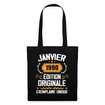 Anniversary Vintage Gift January 1990 - 1990 - Tote Bag - black - Front