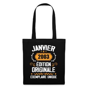 Jubiläum Vintage Geschenk Januar 2003 - 2003 - Stoffbeutel - Schwarz - Vorne