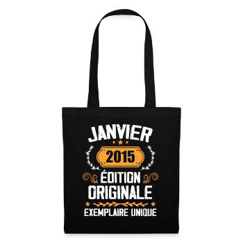 Jubiläum Vintage Geschenk Januar 2015 - 2015 - Stoffbeutel - Schwarz - Vorne
