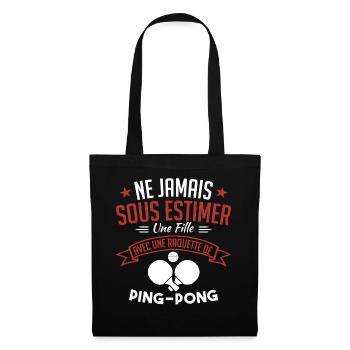 Une Fille Et joueur de ping-pong - Sac en tissu - noir - Devant