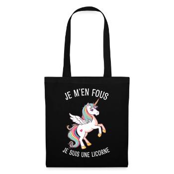 Je M'en Fous Je suis Une Licorne - Sac en tissu - noir - Devant