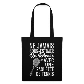 Cadeau Humour Tennis Homme Retraité - Sac en tissu - noir - Devant