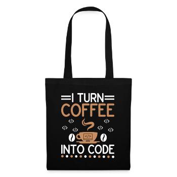 Kaffee-Codierung Programmierer Programmierer Entwickler Nerd Coff - Stoffbeutel - Schwarz - Vorne