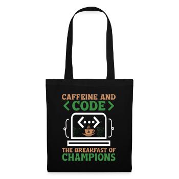 Kaffee-Codierung Programmierer Programmierer Entwickler Nerd Coff - Stoffbeutel - Schwarz - Vorne