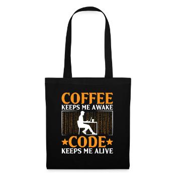 Kaffee-Codierung Programmierer Programmierer Entwickler Nerd Coff - Stoffbeutel - Schwarz - Vorne