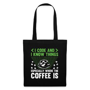 Kaffee-Codierung Programmierer Programmierer Entwickler Nerd Coff - Stoffbeutel - Schwarz - Vorne