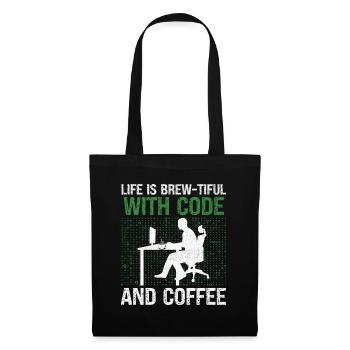 Café Codage Programmeur Codeur Développeur Nerd Coff - Sac en tissu - noir - Devant