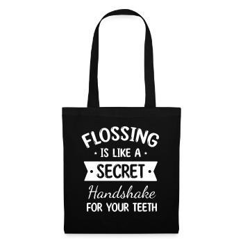 L’utilisation du fil dentaire est comme une poignée de main secrète pour vos dents - Sac en tissu - noir - Devant
