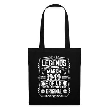 Mars 1949 Vintage Cadeau Anniversaire 75 Ans - Sac en tissu - noir - Devant