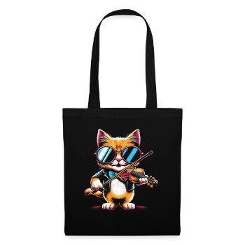 Chat Jouant Du Violon Instrument Violoniste Violon Vi - Sac en tissu - noir - Devant