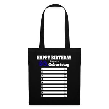 60. Geburtstag Männer Geschenk Lustig Aufgaben Fun - Stoffbeutel - Schwarz - Vorne