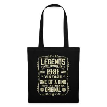 Hergestellt im Jahr 1981 Jahrgang 1981 Jubiläumsgeschenk - Stoffbeutel - Schwarz - Vorne