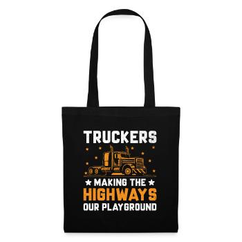 Trucker Fahren Papa Trucker Vater LKW-Fahrer - Stoffbeutel - Schwarz - Vorne