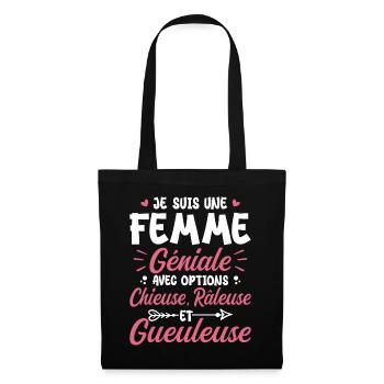 Chieuse Gueuleuse Râleuse Humour Femme Géniale - Sac en tissu - noir - Devant