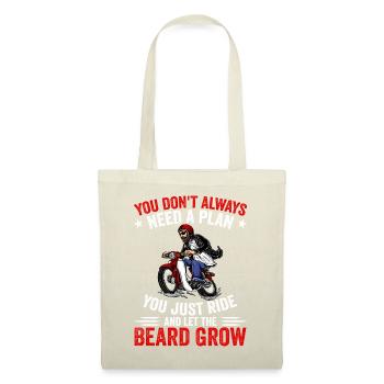 Motorrad Bart Biker Vollbart Bike Rocker - Stoffbeutel - Natur - Vorne