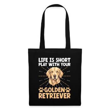 Das Leben ist kurz: Spiel mit Ihrem Golden Retriever GR D - Stoffbeutel - Schwarz - Vorne