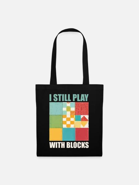 Lustiges Quilten, ich spiele immer noch mit Blocks Quilt - Stoffbeutel - Schwarz