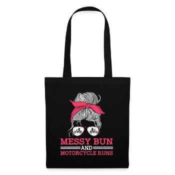 Messy Bun And Motorcycle Runs Motorcyclist Motor B - Tote Bag - black - Front