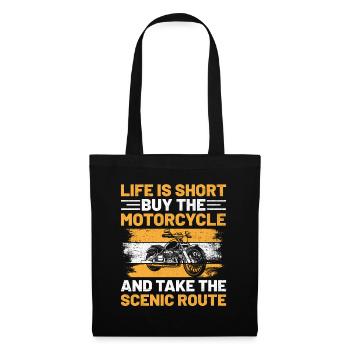 Das Leben ist kurz, aber das Motorrad und die Kulisse - Stoffbeutel - Schwarz - Vorne