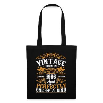 1986 Retro 1986 Octobre Anniversaire Octobre 1986 - Sac en tissu - noir - Devant