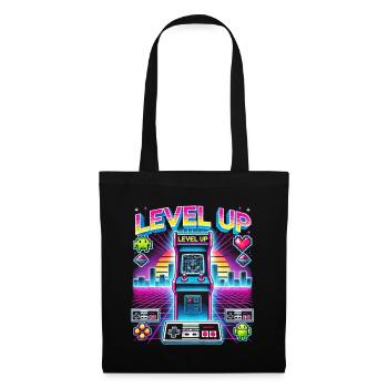 Arcade rétro Level Up pour les joueurs et les nostalgiques - Sac en tissu - noir - Devant