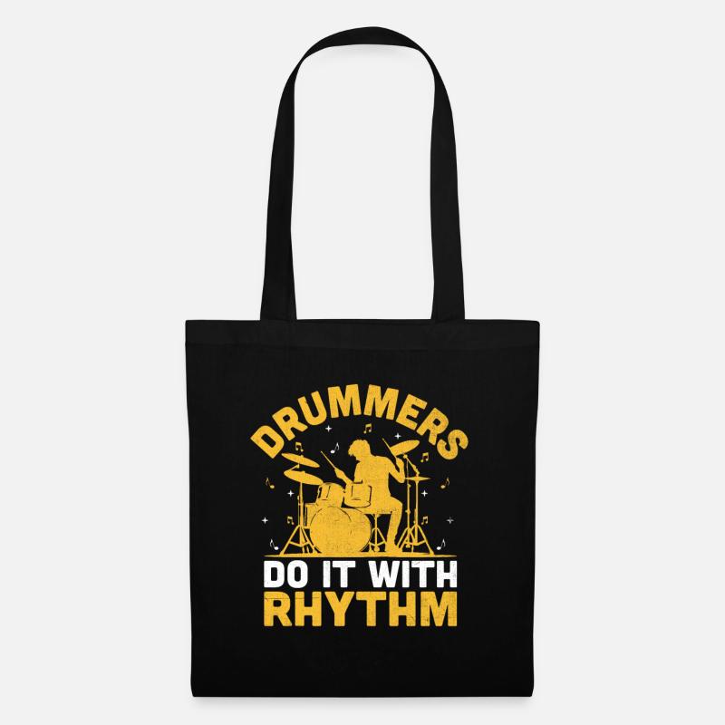 Les batteurs le font avec le rythme Drummer Drum Drumming - Sac en tissu - noir