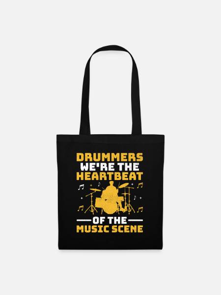 Drummers Wir sind der Herzschlag der Musikszene Dr - Stoffbeutel - Schwarz