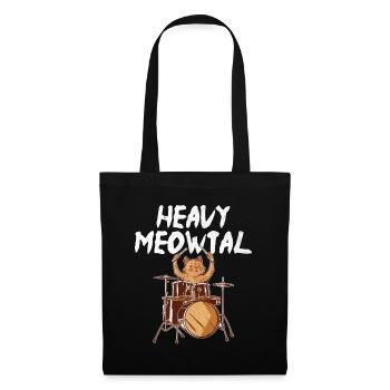 Heavy Meowtal Drumming Drum Drummer Cat Lover - Tote Bag - black - Front