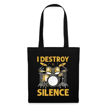 I Destroy Silence Drummer Drumming Drum Drummers - Tote Bag - black - Front
