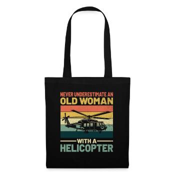Never Underestimate An Old Woman With A Helicopter - Tote Bag - black - Front