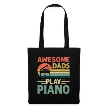 Awesome Dads Play Piano Player Pianist Musician Pi - Stoffbeutel - Schwarz - Vorne