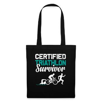Zertifizierter Triathlon Survivor Swim Bike Run Triathl - Stoffbeutel - Schwarz - Vorne