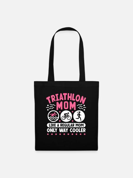 Triathlon Mama wie eine normale Mutter Nur viel cooler - Stoffbeutel - Schwarz