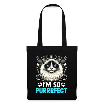 Ich bin so schnurrfrfect Ragdoll Liebhaber Ragdolls Katzen - Stoffbeutel - Schwarz - Vorne