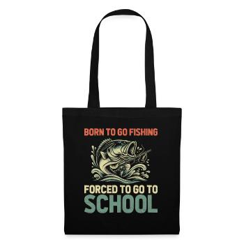 Né pour aller à la pêche Forcé d’aller à l’école Pêche - Sac en tissu - noir - Devant