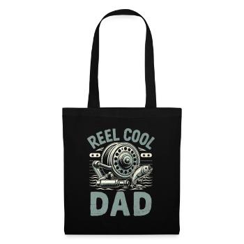 Rolle Cool Papa Barsch Angeln Angler Vater Fischer - Stoffbeutel - Schwarz - Vorne