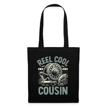 Rolle Cool Cousin Barsch Angeln Angler Fischer Ang - Stoffbeutel - Schwarz - Vorne