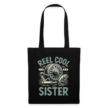 Reel Cool Sister Bass Fishing Angler Fisherman Ang - Tote Bag - black - Front