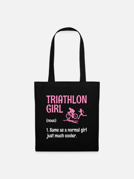 Triathlon Mädchen Definition Schwimmen Rad Laufen Triathletin - Stoffbeutel - Schwarz