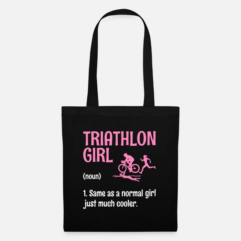 Triathlon Mädchen Definition Schwimmen Rad Laufen Triathletin - Stoffbeutel - Schwarz