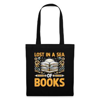 Perdu dans une mer de livres Lecture de livres Rat de bibliothèque - Sac en tissu - noir - Devant