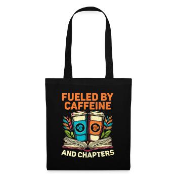 Angetrieben von Koffein und Chapters Book Bookworm - Stoffbeutel - Schwarz - Vorne