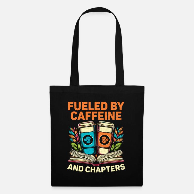Angetrieben von Koffein und Chapters Book Bookworm - Stoffbeutel - Schwarz