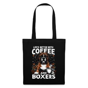 Das Leben ist besser mit Kaffee und Boxershorts Koffein - Stoffbeutel - Schwarz - Vorne