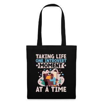 Taking Life One Introvert Moment At A Time Sayings - Tote Bag - black - Front