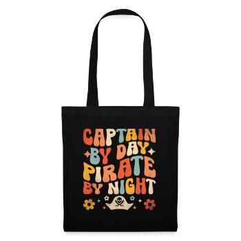 Kapitän bei Tag Pirat bei Nacht Piraten Jugend Design - Stoffbeutel - Schwarz - Vorne