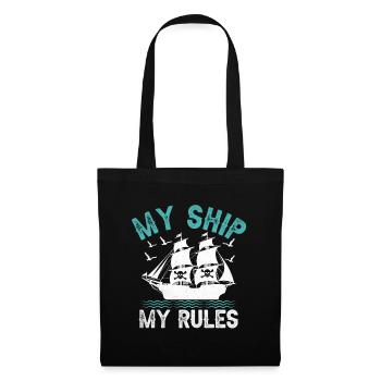 Mein Schiff Meine Regeln Piratenjugend Design - Stoffbeutel - Schwarz - Vorne