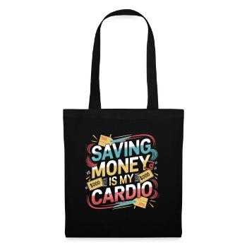 Geld sparen ist mein Cardio Couponer Shopper Save - Stoffbeutel - Schwarz - Vorne