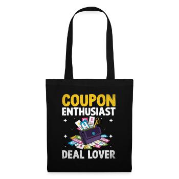 coupon enthousiaste offre amant couponer shopper économiser - Sac en tissu - noir - Devant